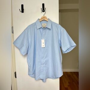 Korean brand (Lafudge - Musinsa) Blue Cotton Short sleeve shirt button down S
